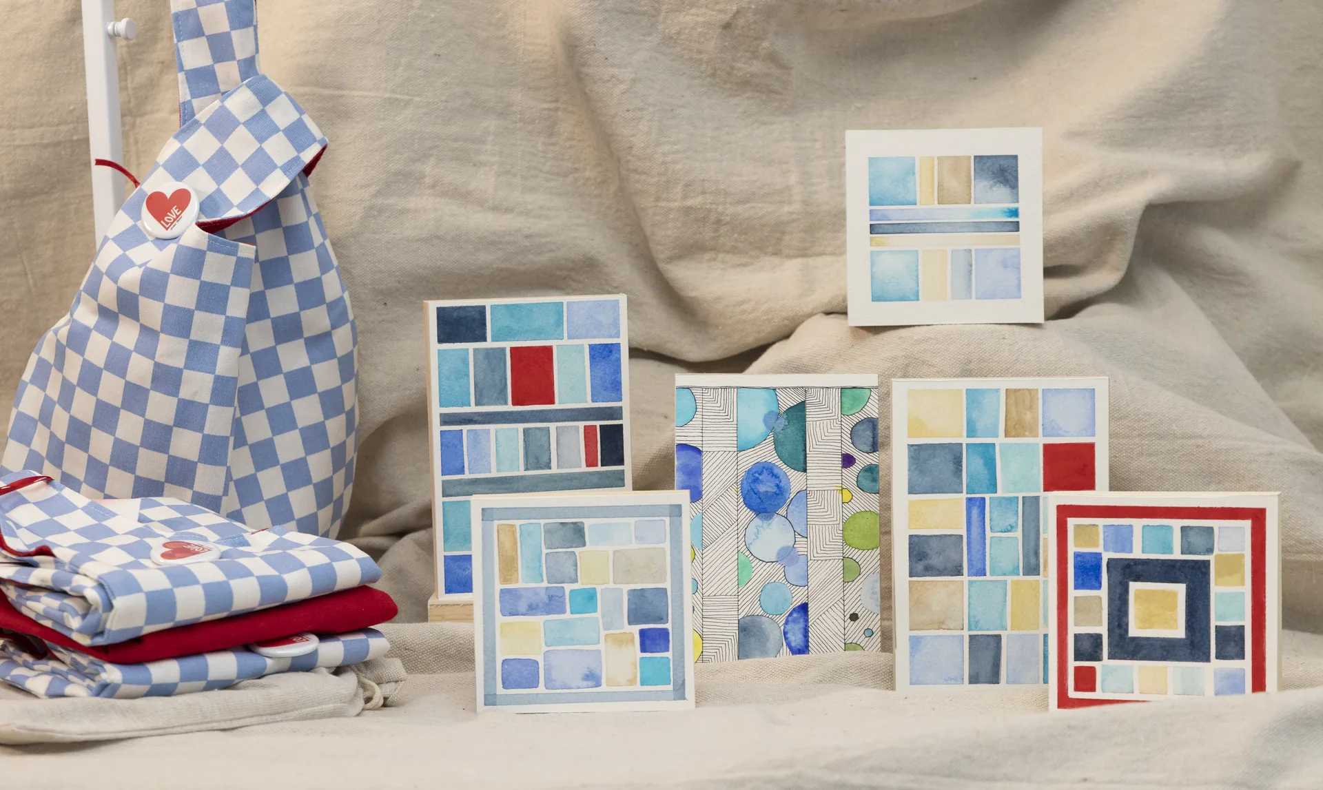 Original watercolor works from Capsule One — Blue Notes